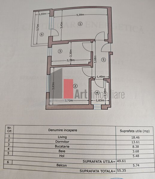 Pacii apartament cu doua camere de vanzare cu centrala, mobilat si utilat